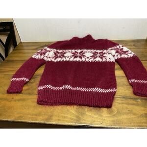 Supertanya Red Norwegian Mockneck Mohair Thick Sweater
